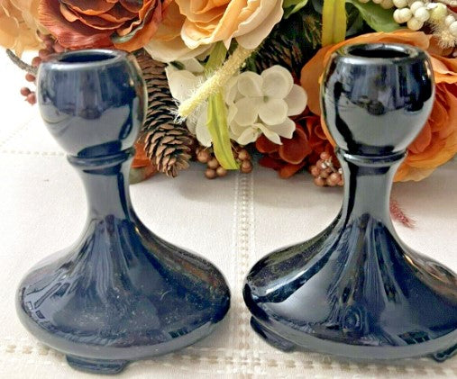 Saint Alexis Black by FOSTORIA 1920's rare candle stick holders