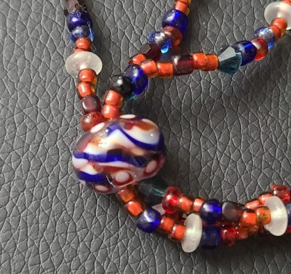 Necklace Murano Millefiori  art glass raised bead long necklace. 16 "