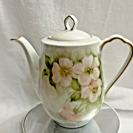 Vtg Vohenstrauss Johann Seltmann Bavaria Germany Floral Teapot Signed