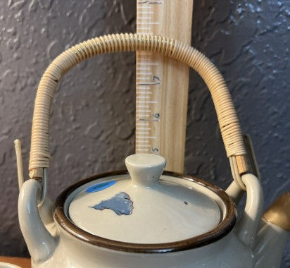 Teapot japanese  with bamboo Handle and 4 cups Vintage