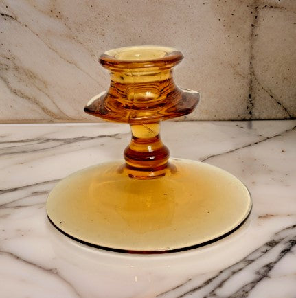 Fostoria Fairfax  Candlestick Holder Amber 3 1/8" T  1927-1941