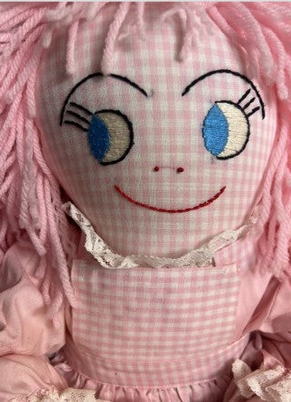 Pink handmade gingham ragdoll 24 Inches