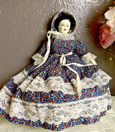 German Doll 15” Porcelain Bisque Head Arms Feet Black Hair