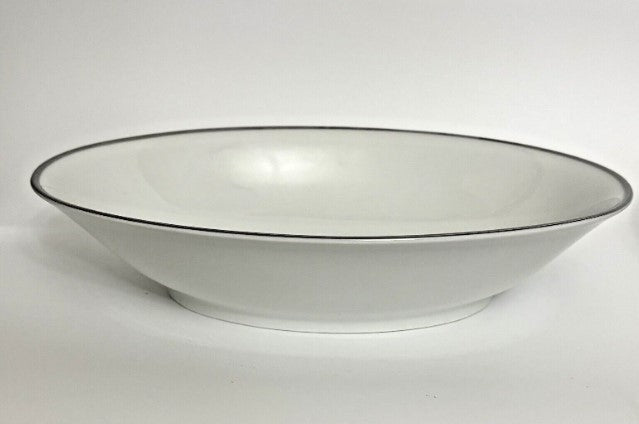 Continental China Regent oval serving bowls set of 2 white and silver 10 inches