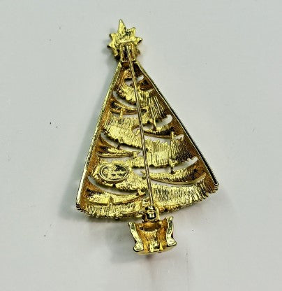 Christopher Radko Signed Christmas Tree Brooch 2.5 Inches