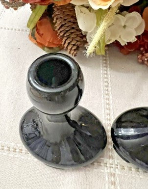 Saint Alexis Black by FOSTORIA 1920's rare candle stick holders