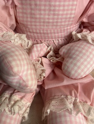 Pink handmade gingham ragdoll 24 Inches