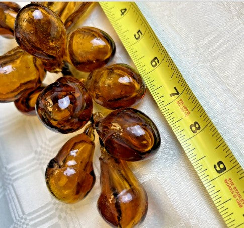 Large blown Glass Amber Grapes Cluster mid-century modern MCM   9"