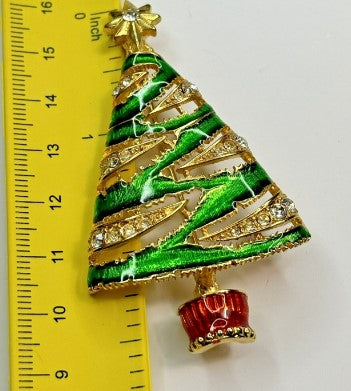 Christopher Radko Signed Christmas Tree Brooch 2.5 Inches