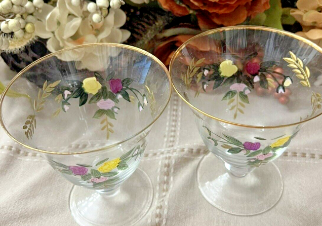 Wine Glasses - Old Country Roses (Hand painted, Gold Trim) by Royal Albert