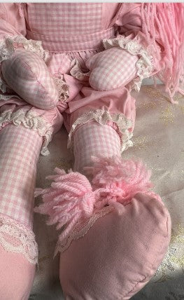 Pink handmade gingham ragdoll 24 Inches