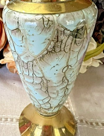 DELFT Holand Pitcher Urn Vase Brass with marbled body  11 Inches