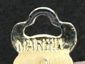 Marhill Earrings  goldtone green rhinestone and pearl  clip on