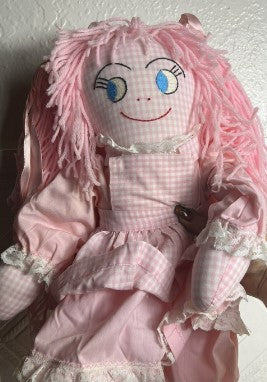 Pink handmade gingham ragdoll 24 Inches