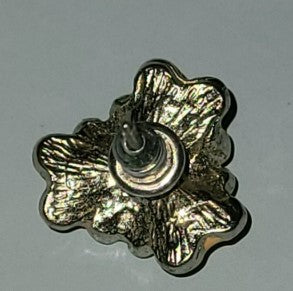 Earring enamel flower rhinestone studs  vintage 0.5 inches