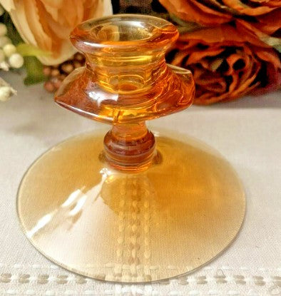 Fostoria Fairfax  Candlestick Holder Amber 3 1/8" T  1927-1941