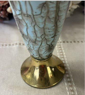 DELFT Holand Pitcher Urn Vase Brass with marbled body  11 Inches