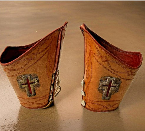 Templar Knight Leather Gauntlets Freemason Masonic