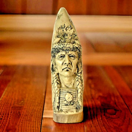 Avery Creations Native American Style Resin Horn Shaped Sculpture 1995