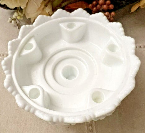 Vintage Fenton Milk Glass Hobnail Candle Bowl Centerpiece Candle Holder