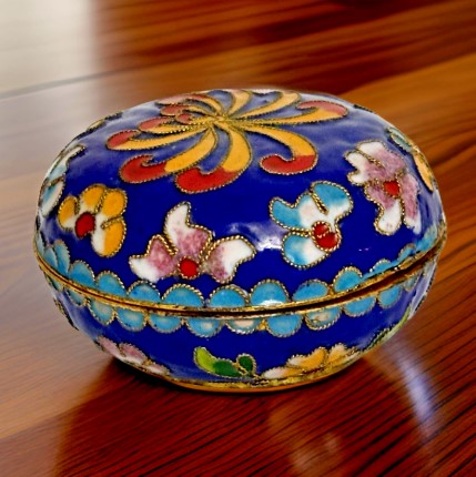 Chinese Cloisonne Crafts Hand Crafted Chinese Cloisonne Jewelry Box - Floral