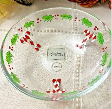 Gorham Winter Follies Candy Dish 6 inches candy cane