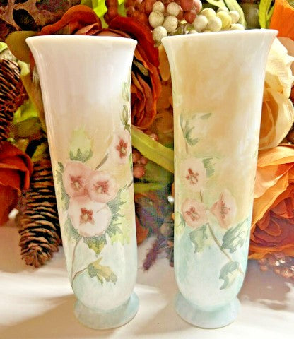 Pair Porcelain Pottery Flower Vase 6 inches