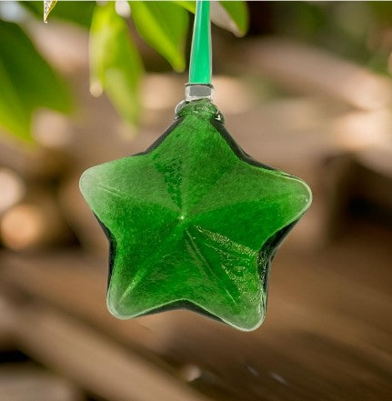 Kitras  Art Glass  Green Star 4.5 Inches with tag