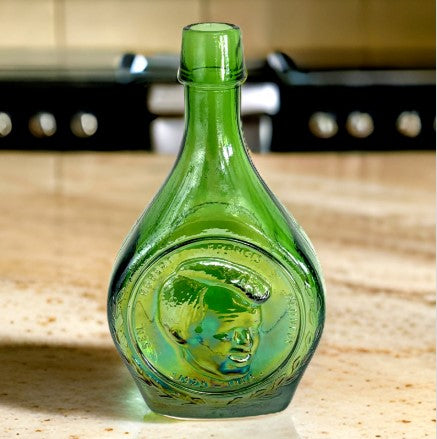 Wheaton “Robert Frances Kennedy” Green Iridescent Glass Commemorative Decanter RFK