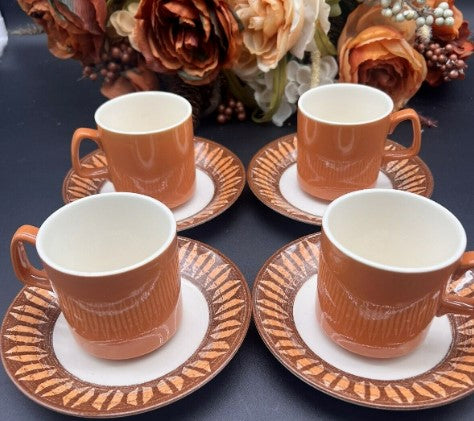 MCM 4 vintage Royal Ironstone stoneware Cups And Saucers  by Royal China