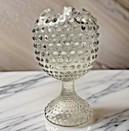 Hobnail Glass Ivy Ball Globe Vase Clear Duncan Miller 7 Inches