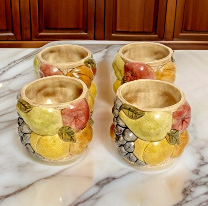 Calypso Fruit Votives By Fitz and Floyd   Set of 4  2.5 inches tall