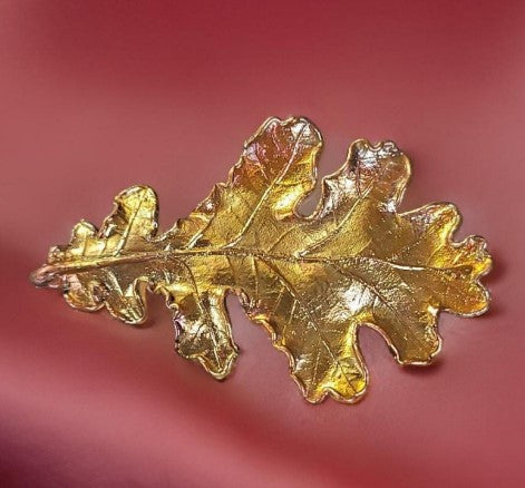 Brooch copper tone leaf 2.25 Inches