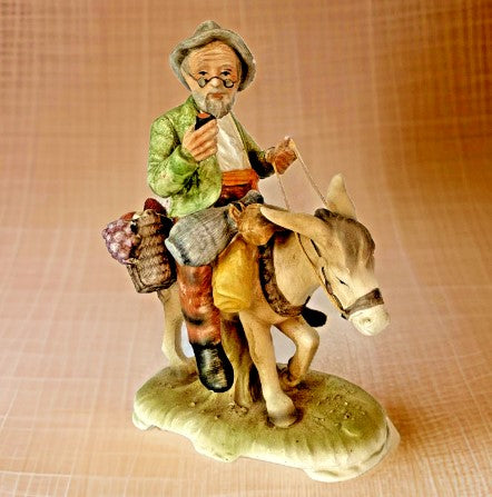 Norleans Japan figurines Man On Donkey 8 1/2 Inches