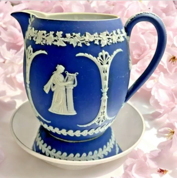 WEDGWOOD dark blue JASPERWARE CREAMER Classical Figure 19thC