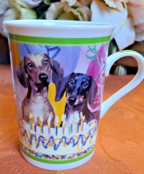 Set 6 The Danbury Mint "Darling Dachshunds" Porcelain Collector Mugs Weiner Dog