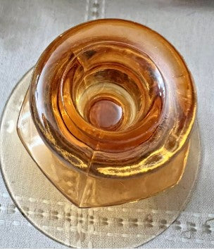 Fostoria Fairfax  Candlestick Holder Amber 3 1/8" T  1927-1941