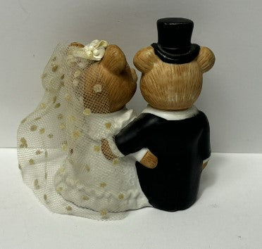 Homco Figurine Porcelain Teddy Bears Bride and Groom #1424