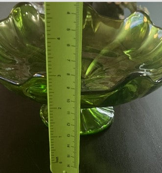 Vintage Viking Green Glass Small Pedestal Bowl MCM New Martinsville Pattern