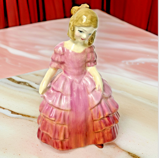 Vintage Royal Doulton "Rose" HN 1368 Girl in Pink Dress Porcelain Figurine 4.7 "