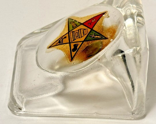 Antique Masonic Eastern Star Glass Paperweight 2.5 inches