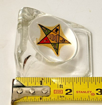 Antique Masonic Eastern Star Glass Paperweight 2.5 inches