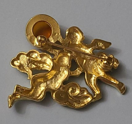 Brooch - Vintage Cherub Brooch, Signed Louis Stern 1.75 Inches