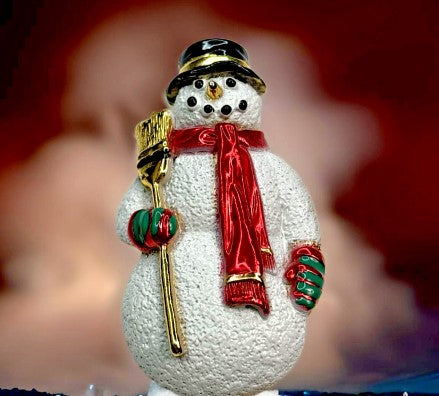 Brooch Vintage Christmas Snowman  marked "AJC"