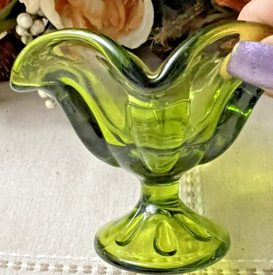 Viking Glass Epic Green Glass Mid-Century Candle Holders 3.5 Inches