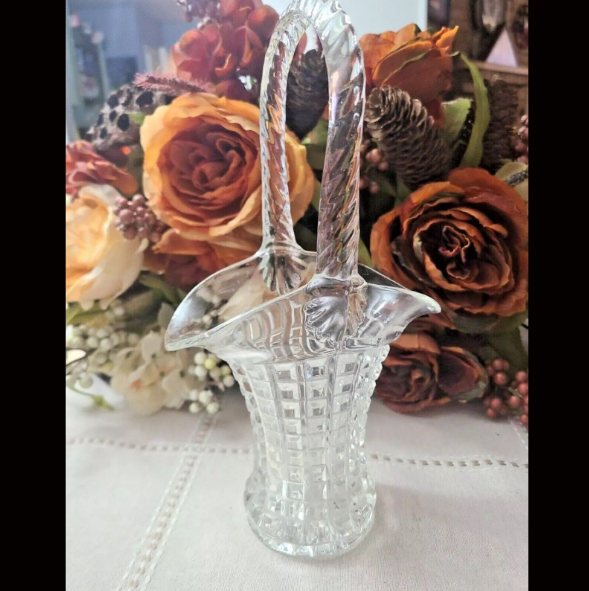 Vintage Imperial Glass Monticello Waffle Block Basket Clear