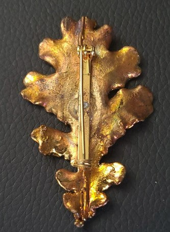 Brooch copper tone leaf 2.25 Inches