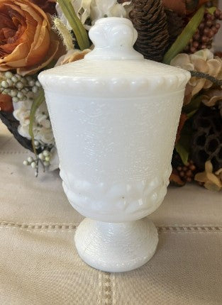 Vintage Apothecary Jar Westmoreland White Milk Glass Canister Storage Footed