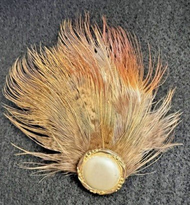 Brooch Feather with large pearl 3.5 Inches