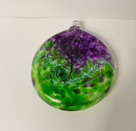 Kitras vanglow Ball, 3 inches green and purple Glass Handblown